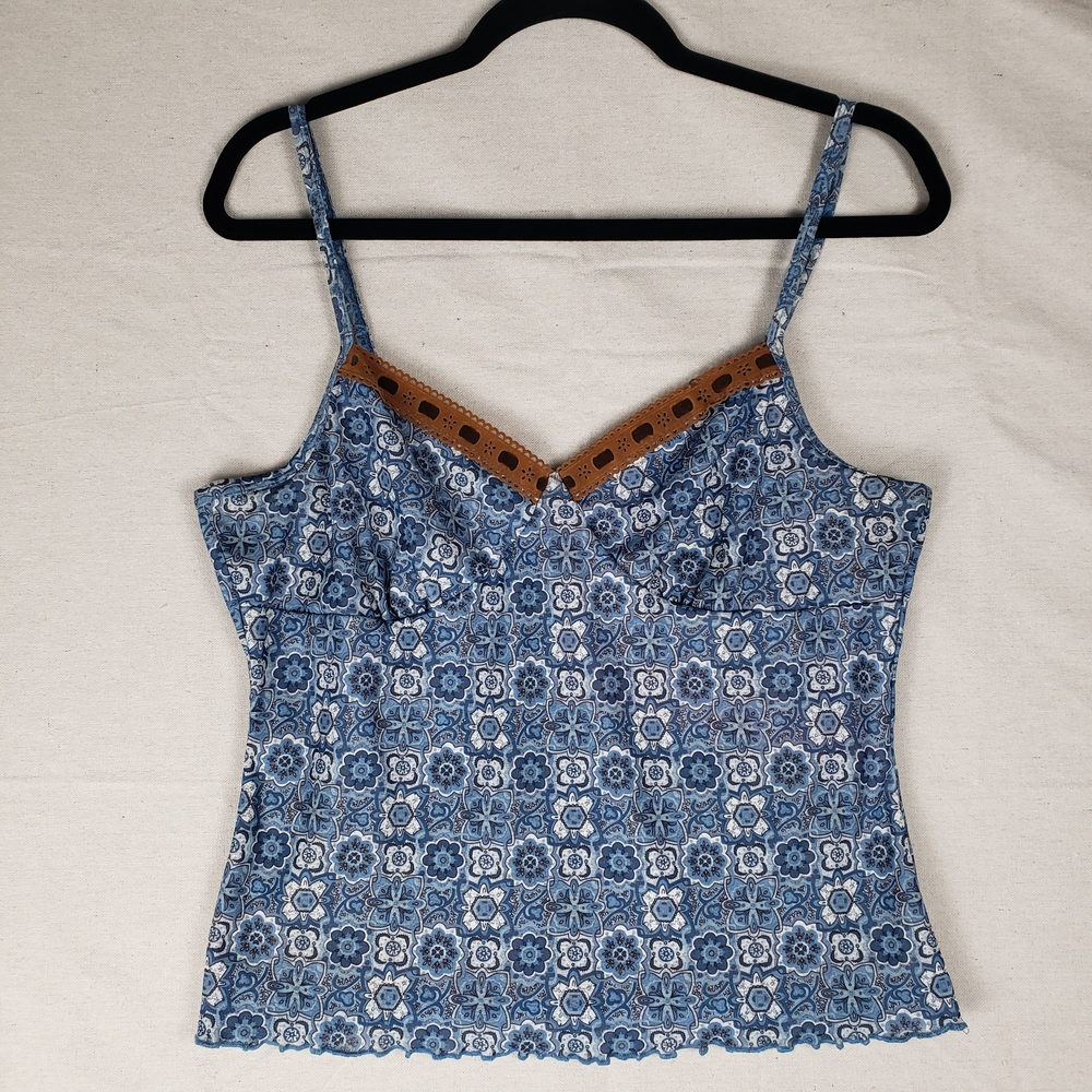 Xhilaration Blue and Brown Patterned Camisole